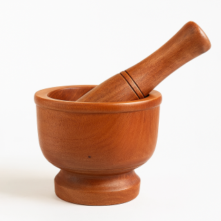 Mörser mit Stößel Holz 14 cm