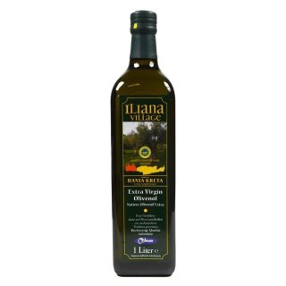Iliana Village kaltgepresstes Olivenöl 1 Liter Flasche Kreta Chania Natives Öl