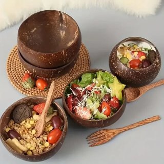 Natürliche Kokosnussschale, Holzsalatschüssel, Smoothie-Schüssel 1 Stück