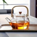 Glas Teekanne mit Bambusgriff - Klare Borosilikat 1000 ml