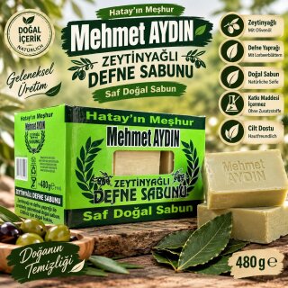 MEHMET AYDIN ZEYTINYAGLI DEFNE SABUNU 480 g Seife Mit Oliven Und Lorbeerblätter